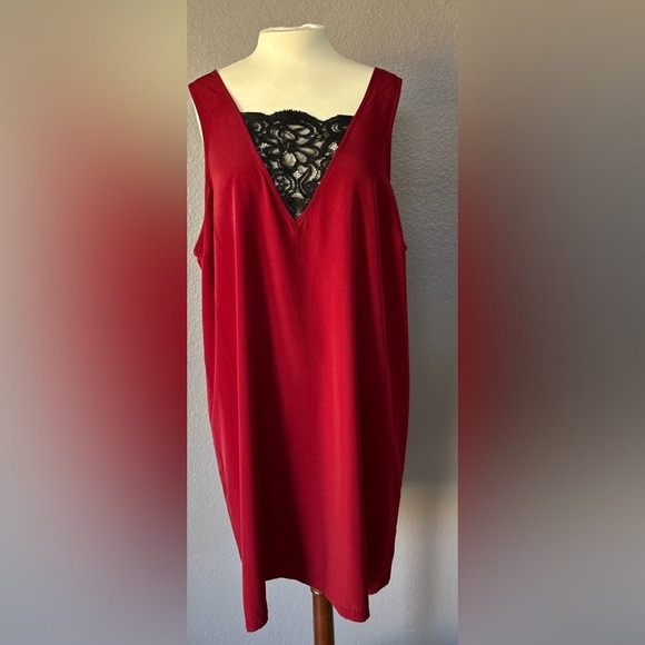 BB Dakota Maroon Casual Sleeveless Slip Dress Plus Size Lace Front/Back 1X NWT - Picture 11 of 13